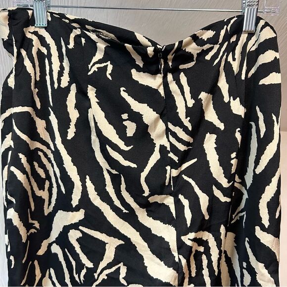 Missguided Zebra Tiger Animal Print Satin Midi Knee Length High Split Skirt - Picture 11 of 12